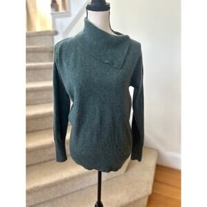 Nicole Miller Dark Forest Green Cashmere Cowl Neck Long Sleeve Sweater
